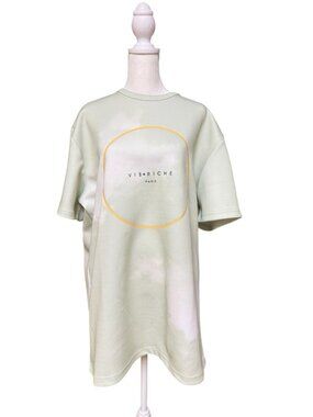 VIER RICHE Paris T Shirt Dress XL Green Minimalist Short Sleeve